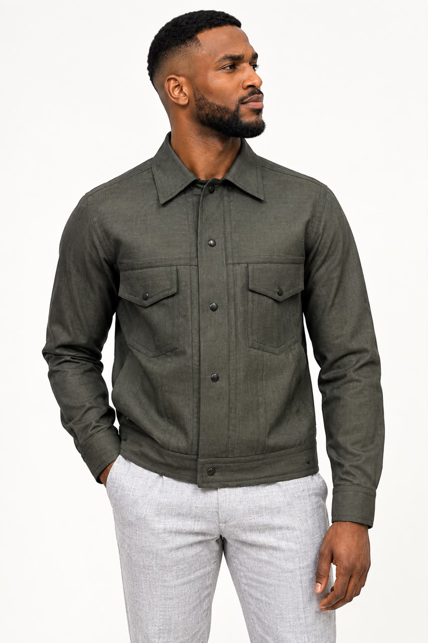Veste chemise vert kaki – Collection Dotou
